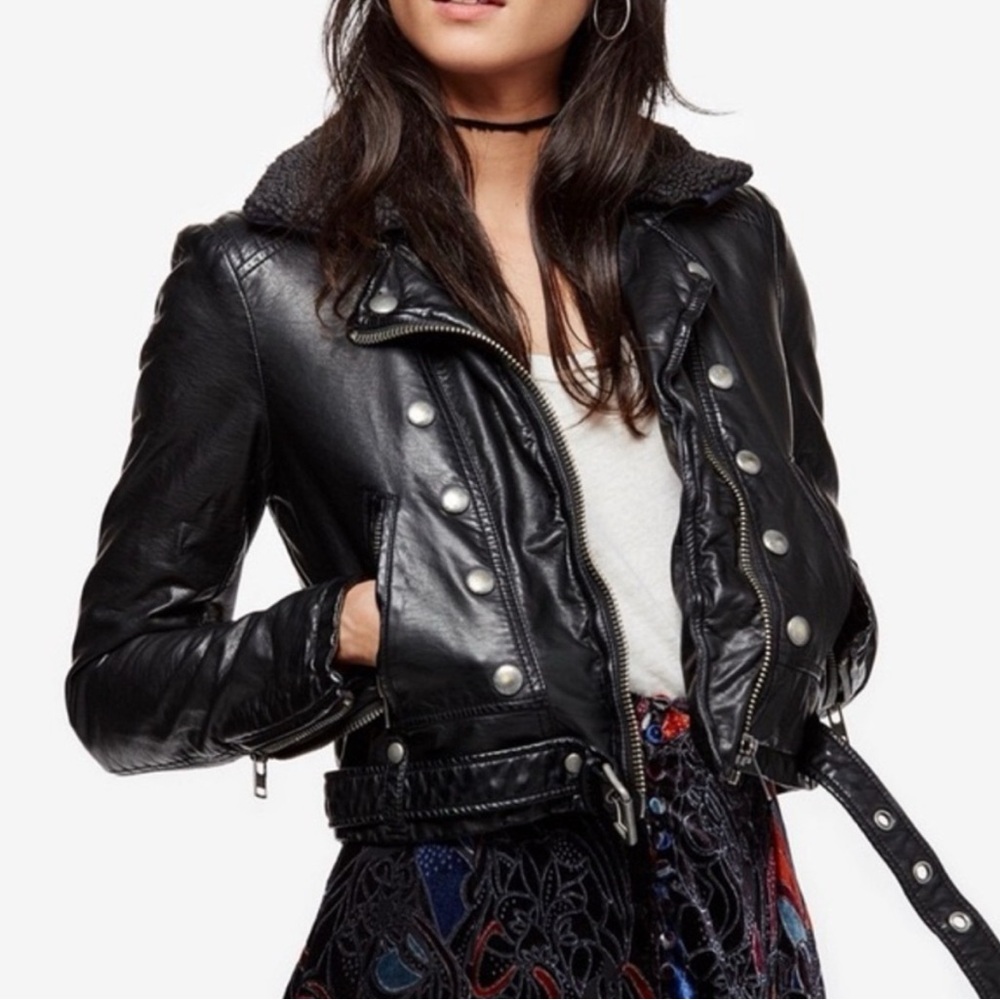 Free People Vegan Leather Moto Jacket